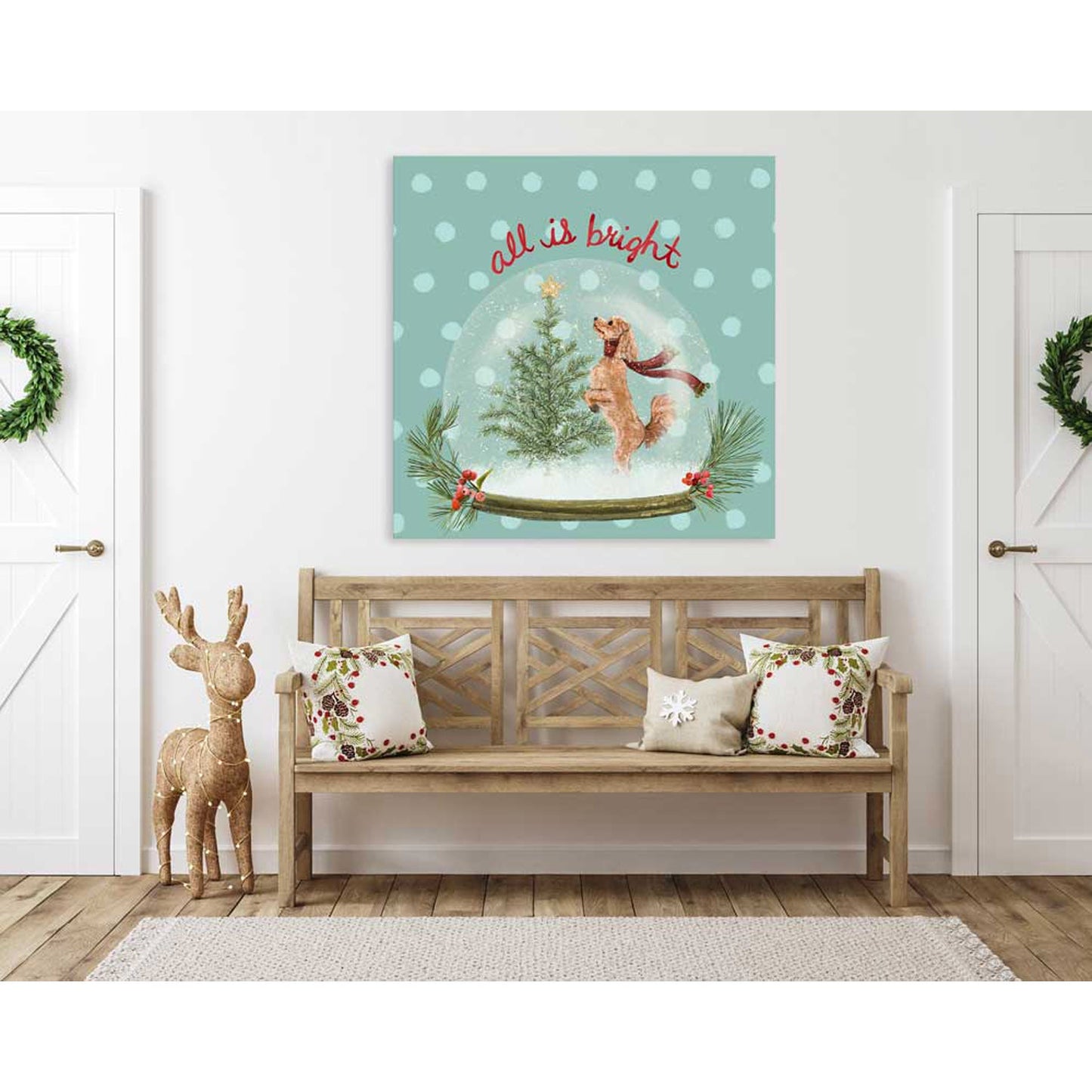 Holiday - Snow Globe - Poodle Canvas Wall Art - GreenBox Art