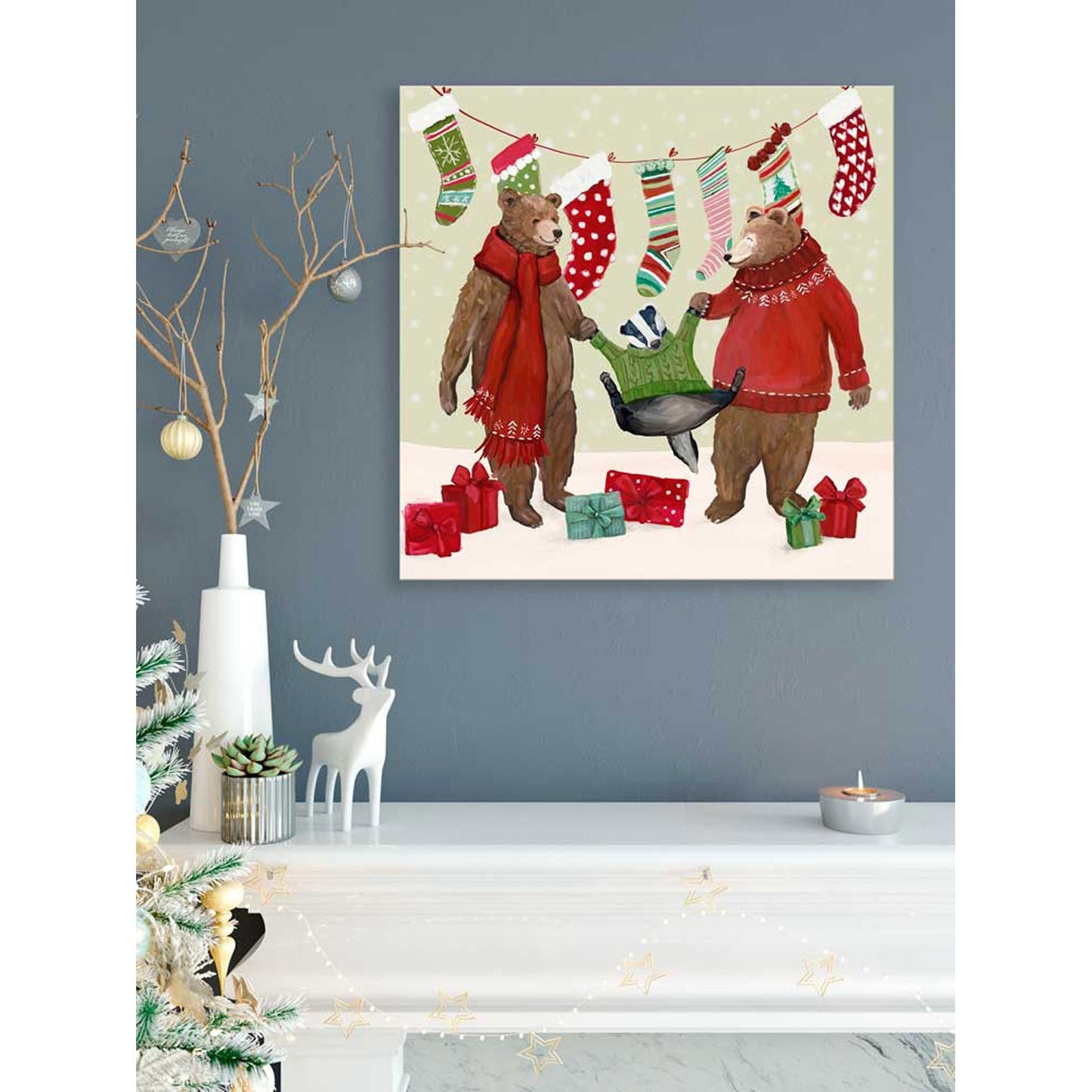 Holiday - Festive Knits Family Canvas Wall Art - GreenBox Art