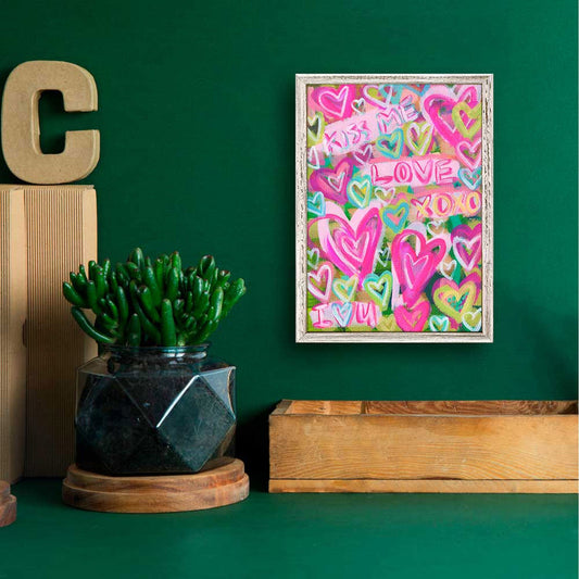Love Language - Pink & Green Mini Framed Canvas