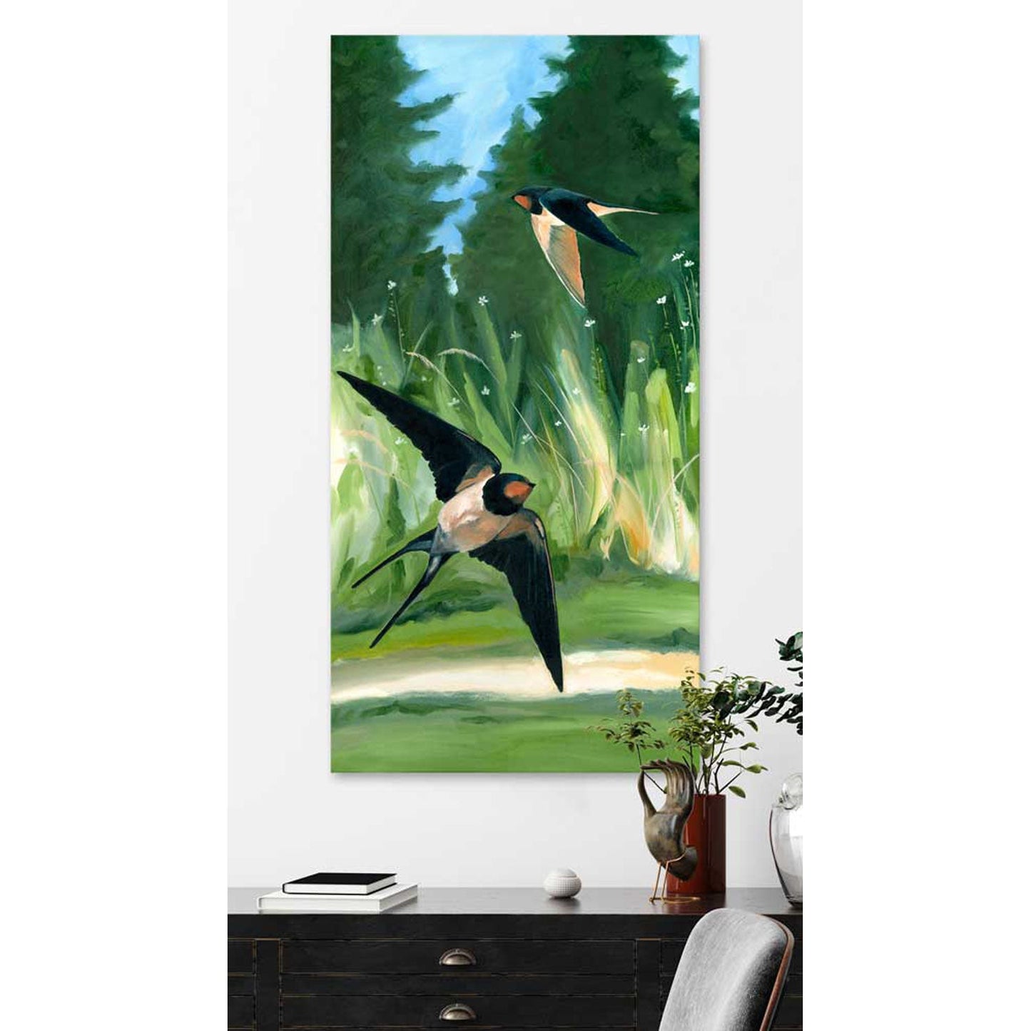 Avian Spotlight - Barn Swallows Canvas Wall Art