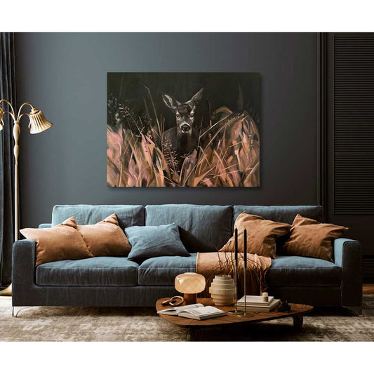Woodland Life - Doe In The Woods Canvas Wall Art