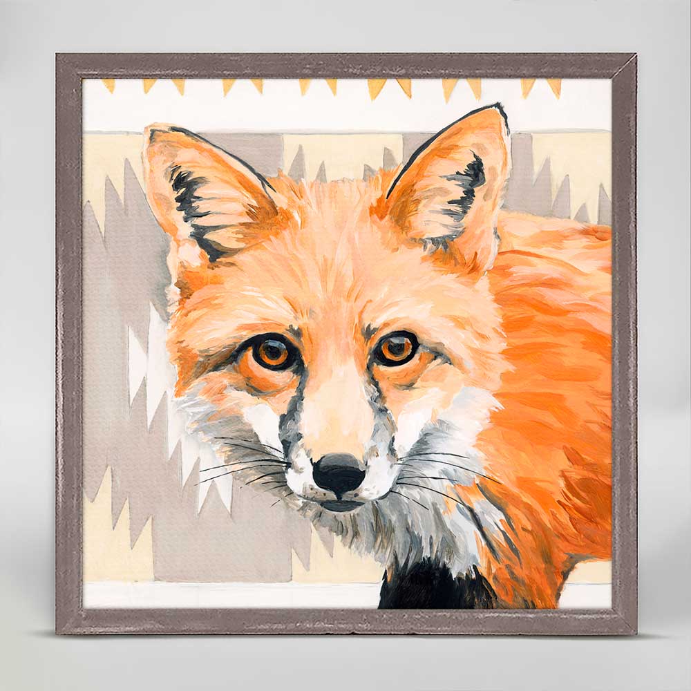 Woodland Life - Aztec Fox Mini Framed Canvas - GreenBox Art