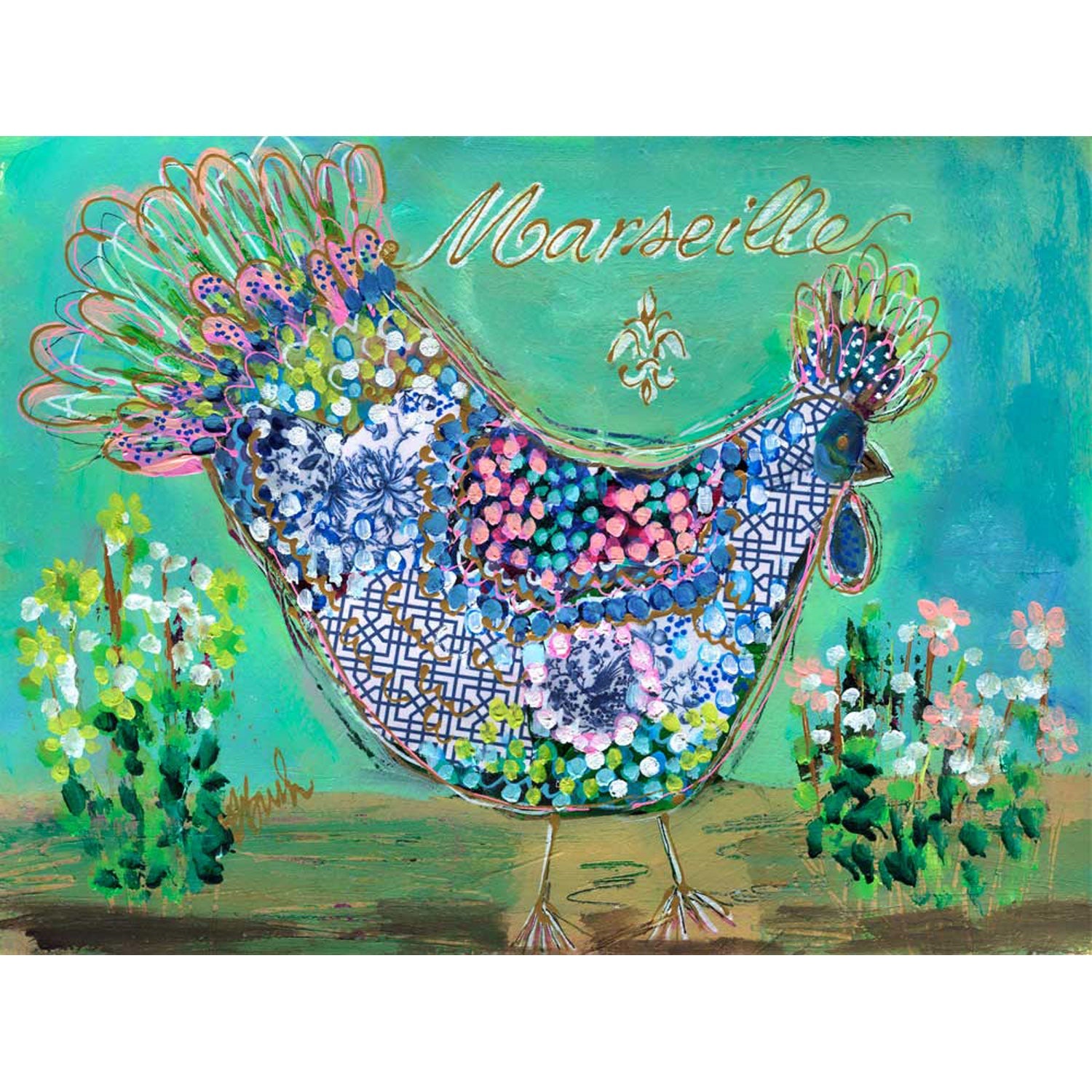 Parisian Poultry - Claudette Canvas Wall Art - GreenBox Art