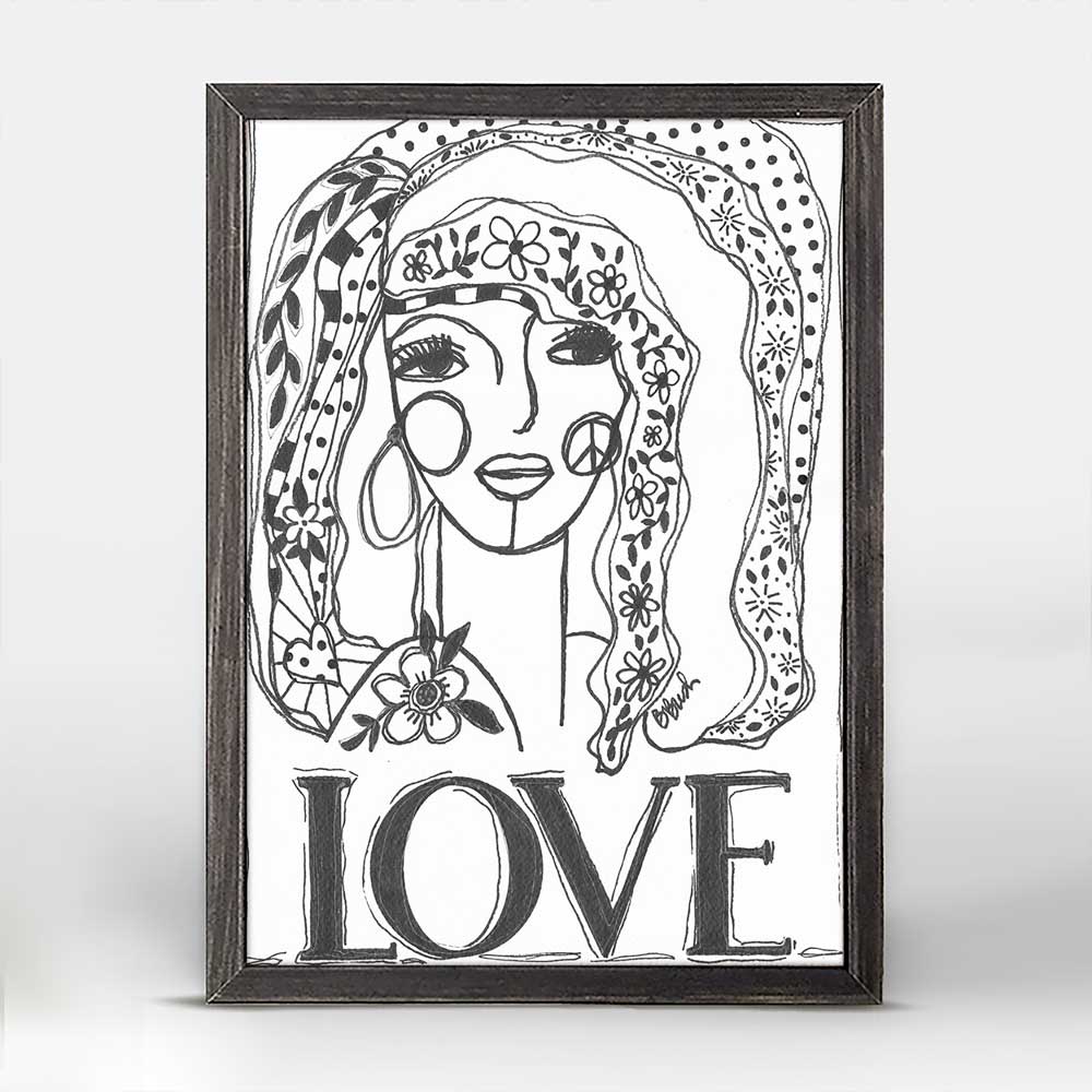 Fashion Floral - Love Mini Framed Canvas - GreenBox Art