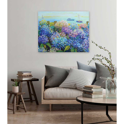 Hydrangeas By The Sea Canvas Wall Art