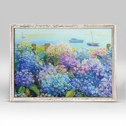 Hydrangeas By The Sea Mini Framed Canvas
