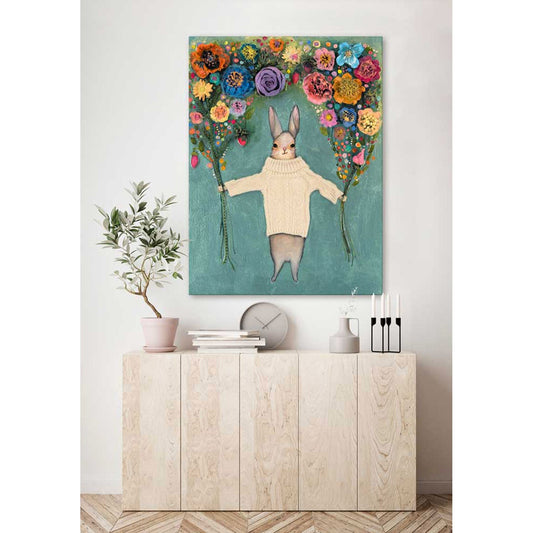 Bunny Bouquet Canvas Wall Art - GreenBox Art