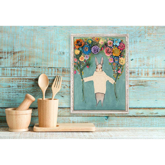 Bunny Bouquet Mini Framed Canvas