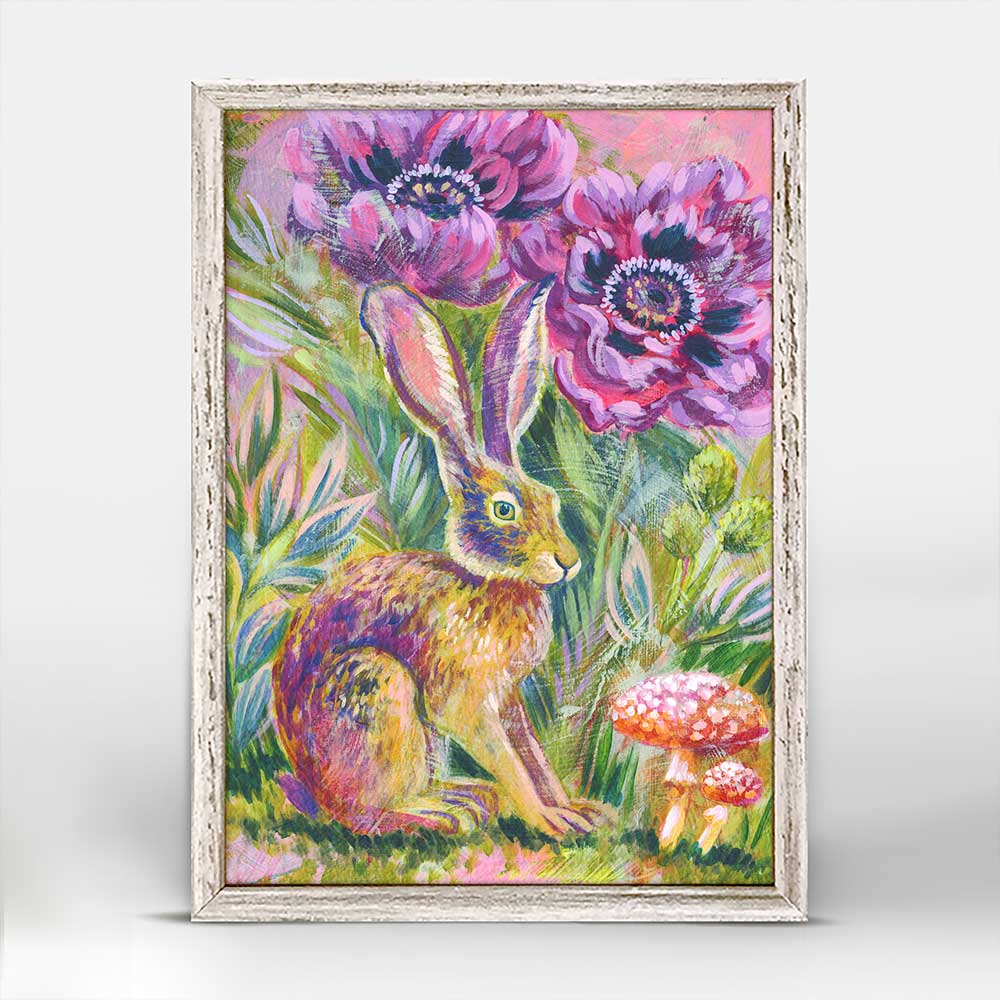 In The Garden Hare Mini Framed Canvas - GreenBox Art