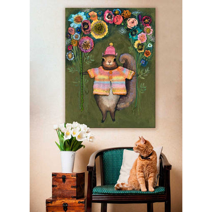 Squirrel Bouquet Canvas Wall Art - GreenBox Art