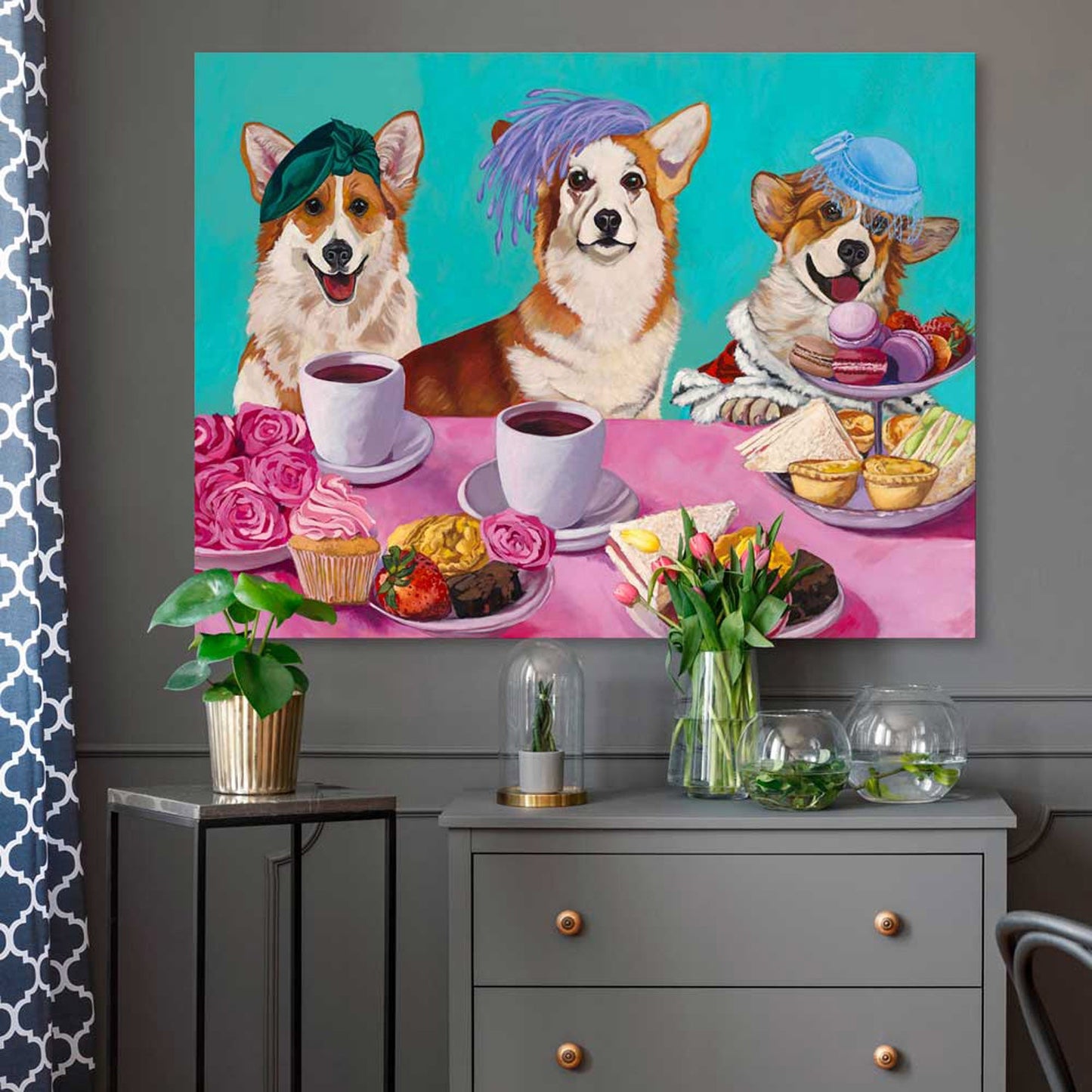 Corgi Party Canvas Wall Art - GreenBox Art