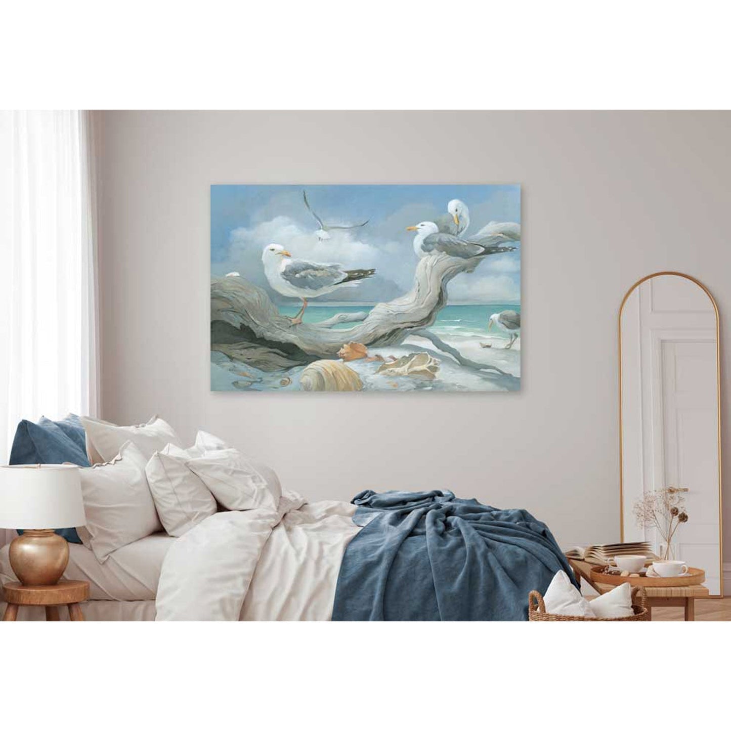 Seagulls At The Seashore Canvas Wall Art