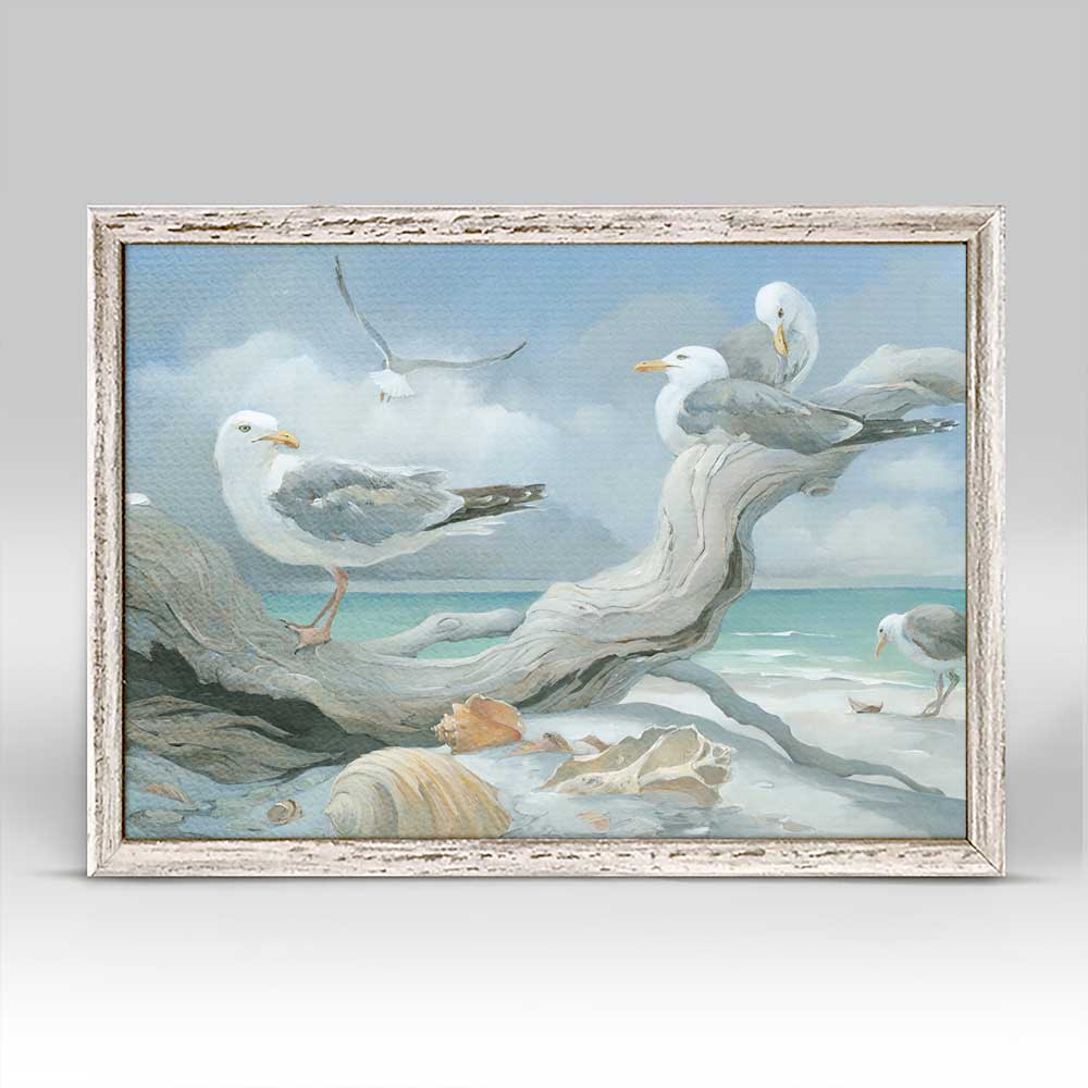 Seagulls At The Seashore Mini Framed Canvas