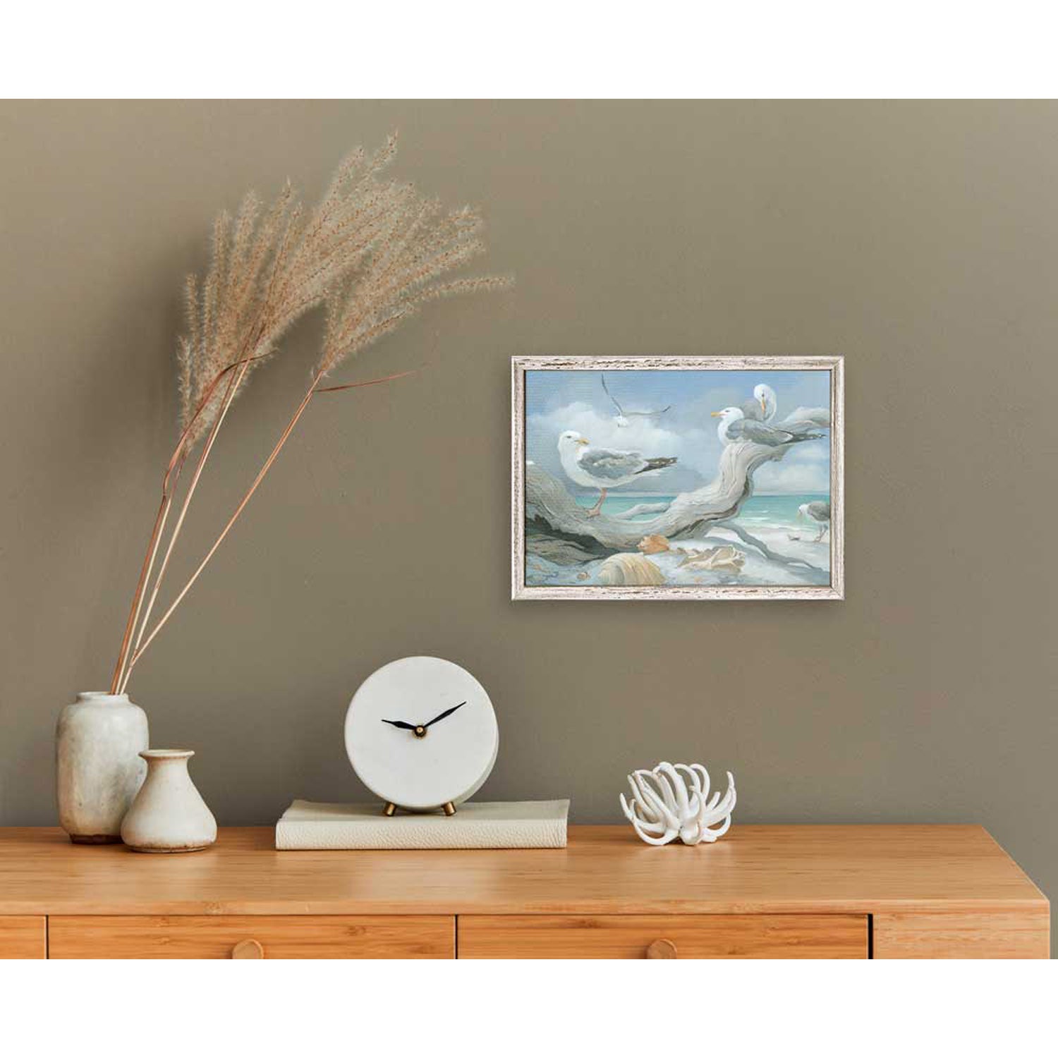 Seagulls At The Seashore Mini Framed Canvas - GreenBox Art