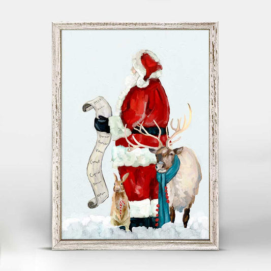 Holiday - Christmas Santa With List Mini Framed Canvas - GreenBox Art