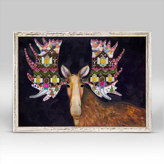 Holiday - Gingerbread Moose Mini Framed Canvas - GreenBox Art