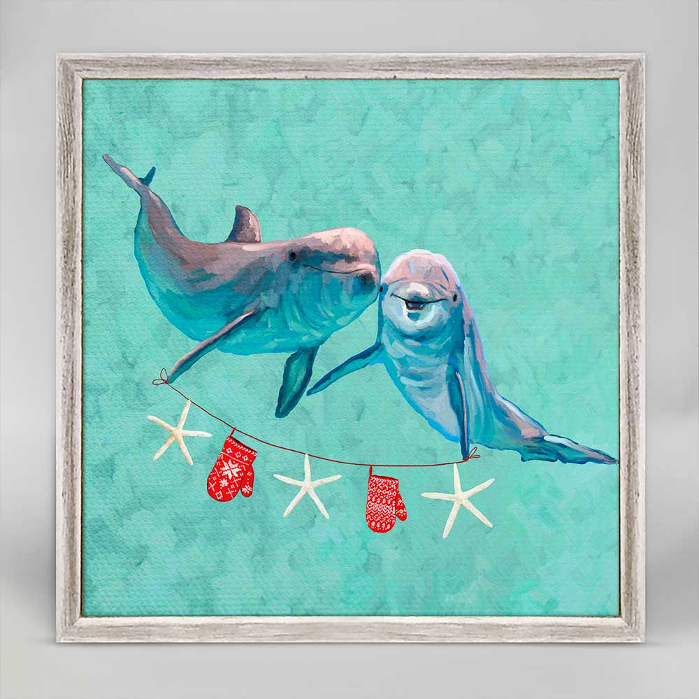 Holiday - A Very Merry Dolphin Pair Mini Framed Canvas