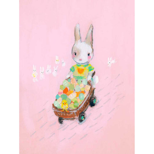 Easter Bunny Wheelbarrow Canvas Wall Art