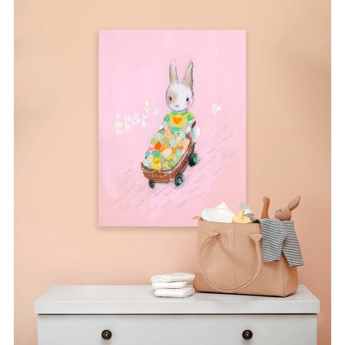 Easter Bunny Wheelbarrow Canvas Wall Art