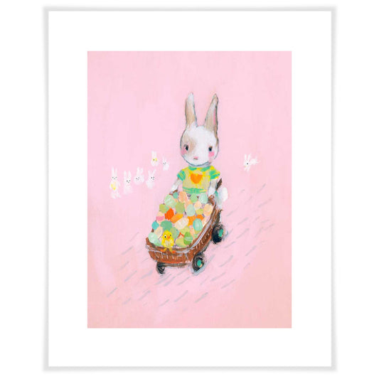 Easter Bunny Wheelbarrow Art Prints