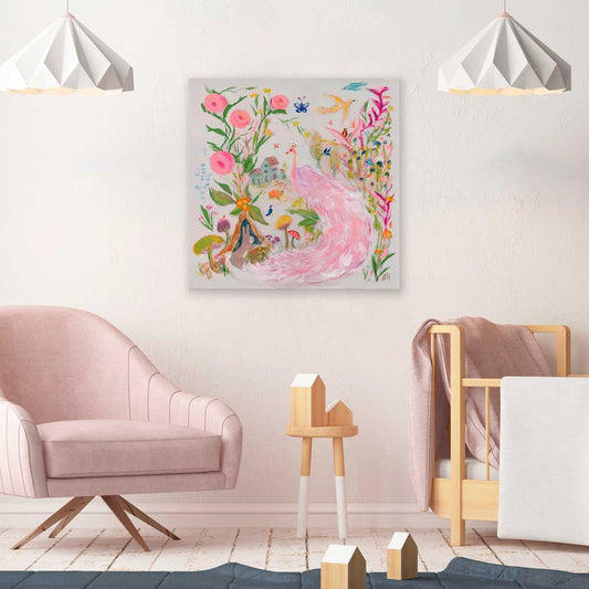 Ethereal Pink Peacock Canvas Wall Art