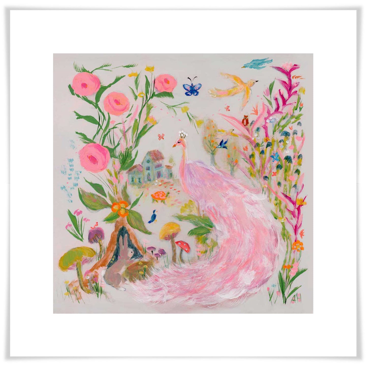 Ethereal Pink Peacock Art Prints