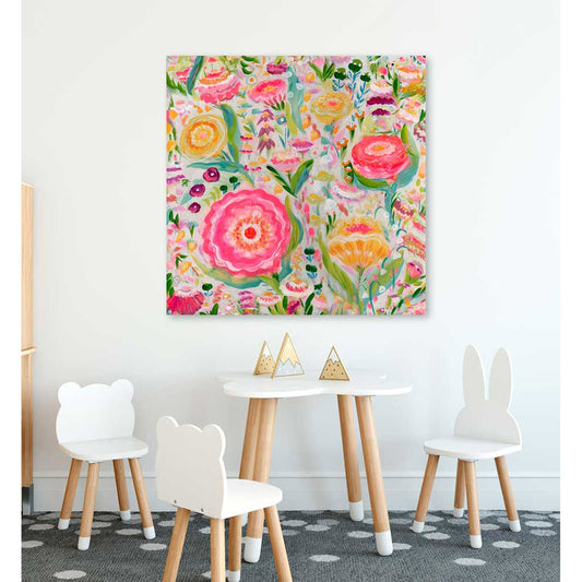 Pink & Yellow Blossoms Canvas Wall Art