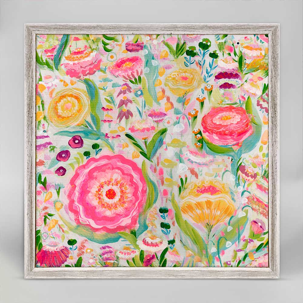 Pink & Yellow Blossoms Mini Framed Canvas