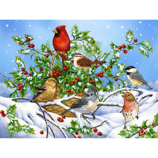 Holiday - Holly Birds Canvas Wall Art