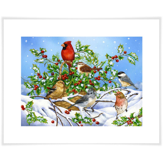 Holiday - Holly Birds Art Prints
