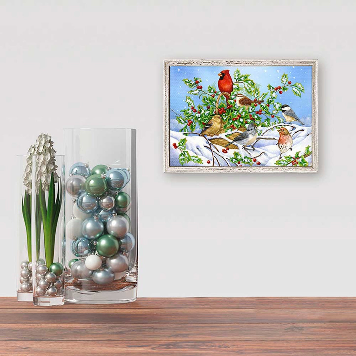 Holiday - Holly Birds Mini Framed Canvas