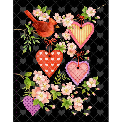 Valentine - Cardinal Hearts Canvas Wall Art