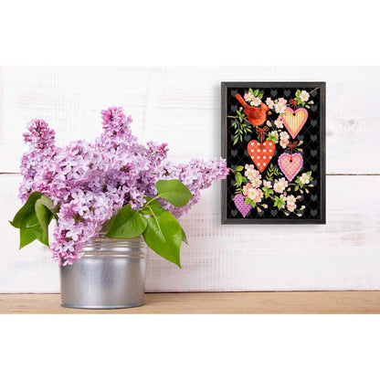 Valentine - Cardinal Hearts Mini Framed Canvas