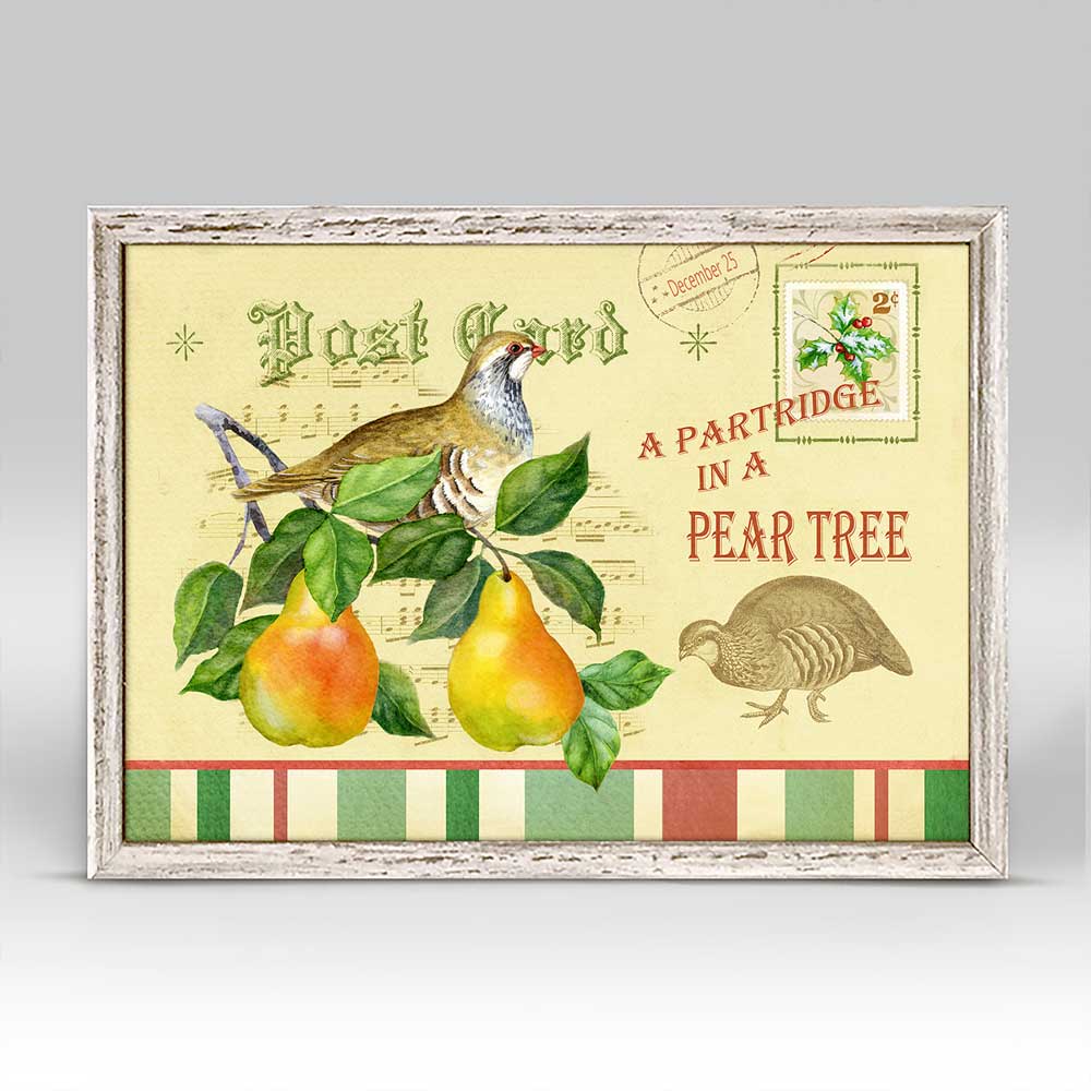 Holiday - Partridge In A Pear Tree Mini Framed Canvas - GreenBox Art