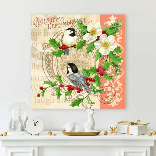 Holiday - 'Tis The Season - Chickadee Pair Canvas Wall Art