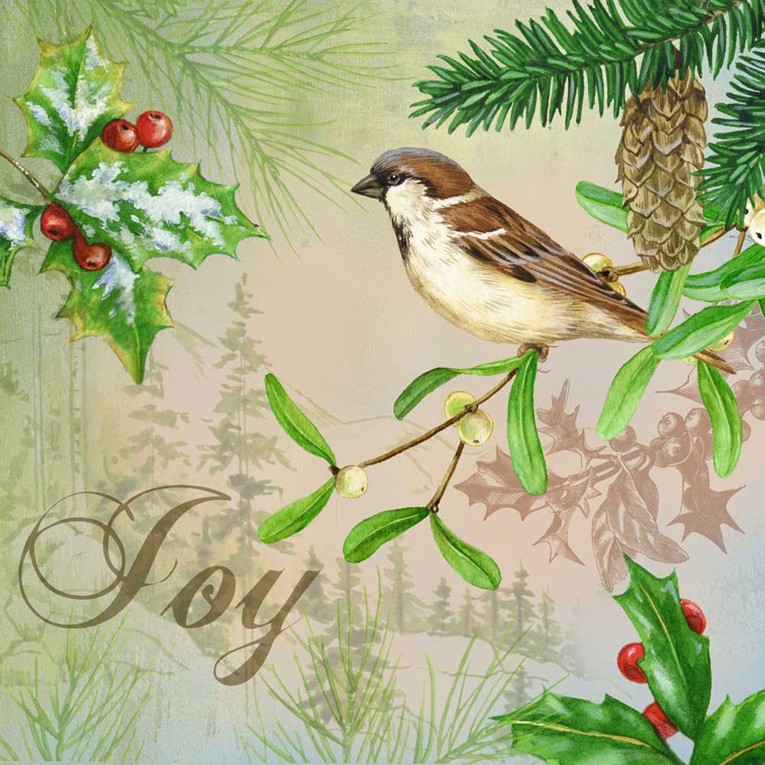 Holiday - Winter Song - Sparrow Canvas Wall Art - GreenBox Art