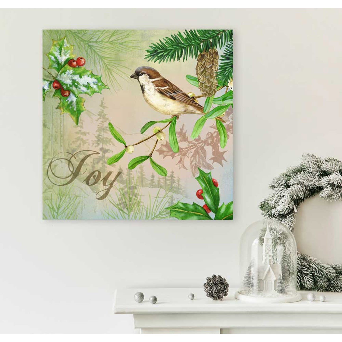 Holiday - Winter Song - Sparrow Canvas Wall Art