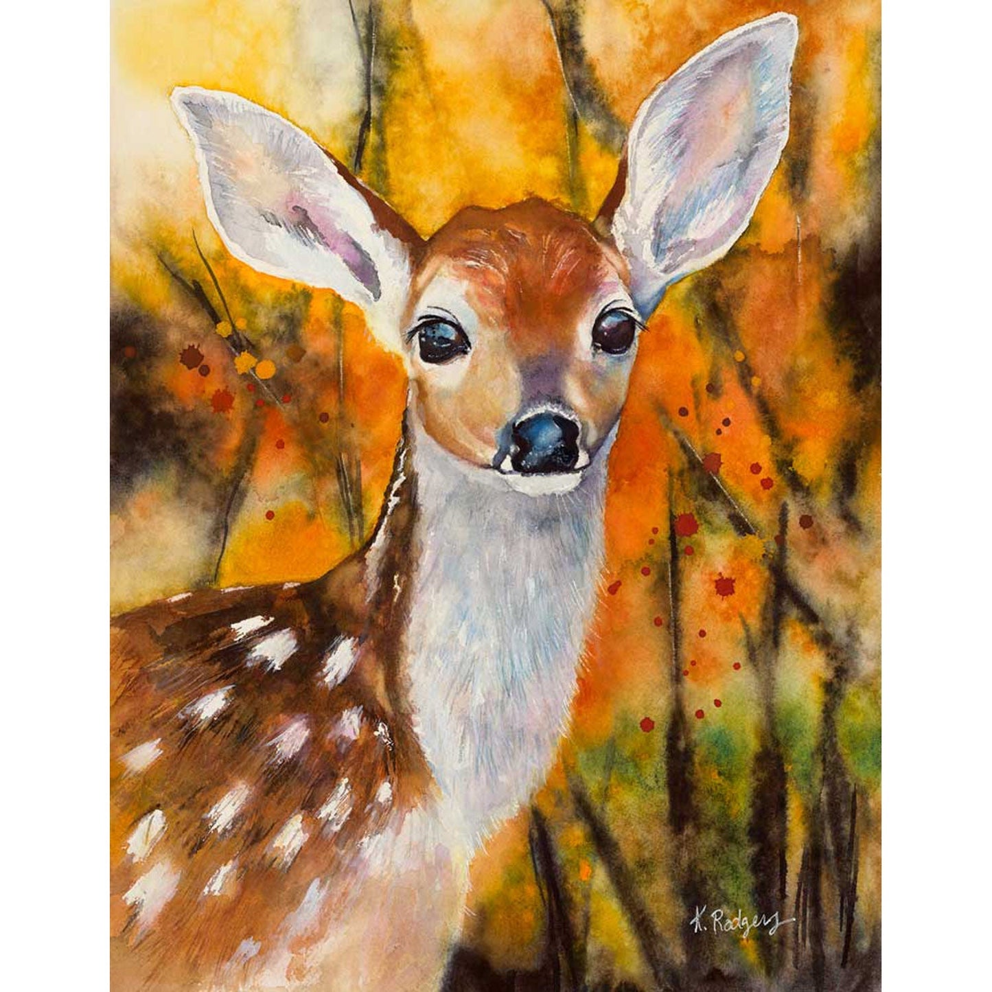 Fall - Deer In The Trees Canvas Wall Art - GreenBox Art