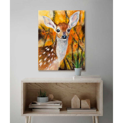 Fall - Deer In The Trees Canvas Wall Art - GreenBox Art