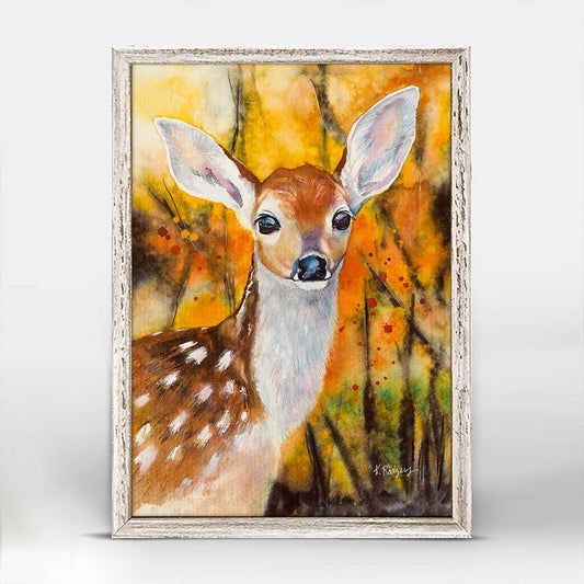 Fall - Deer In The Trees Mini Framed Canvas