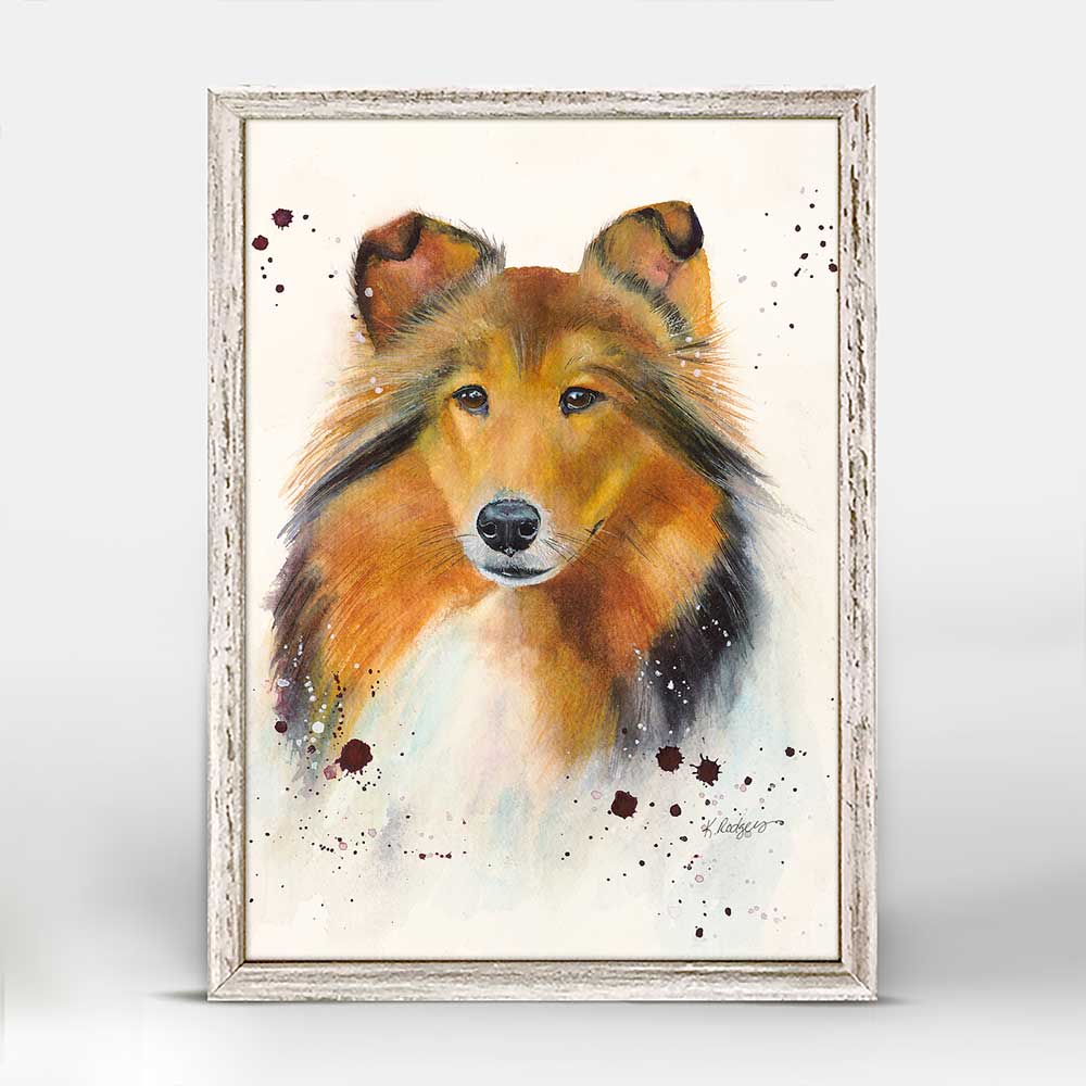 Portrait Of A Collie Mini Framed Canvas - GreenBox Art