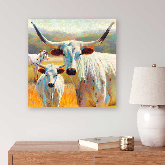 Pastoral Portraits - Look Of The Longhorn Canvas Wall Art