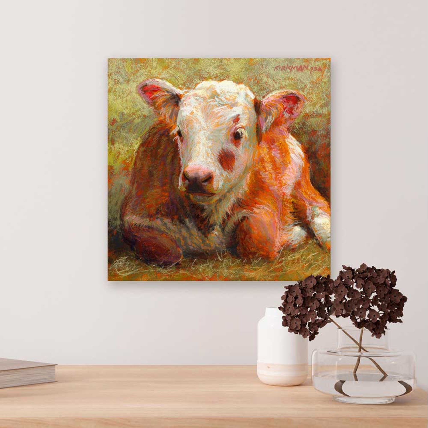 Pastoral Portraits - Resting Calf Canvas Wall Art - GreenBox Art