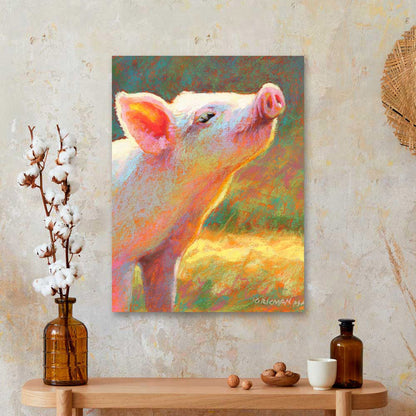 Pastoral Portraits - Pink Piglet Canvas Wall Art