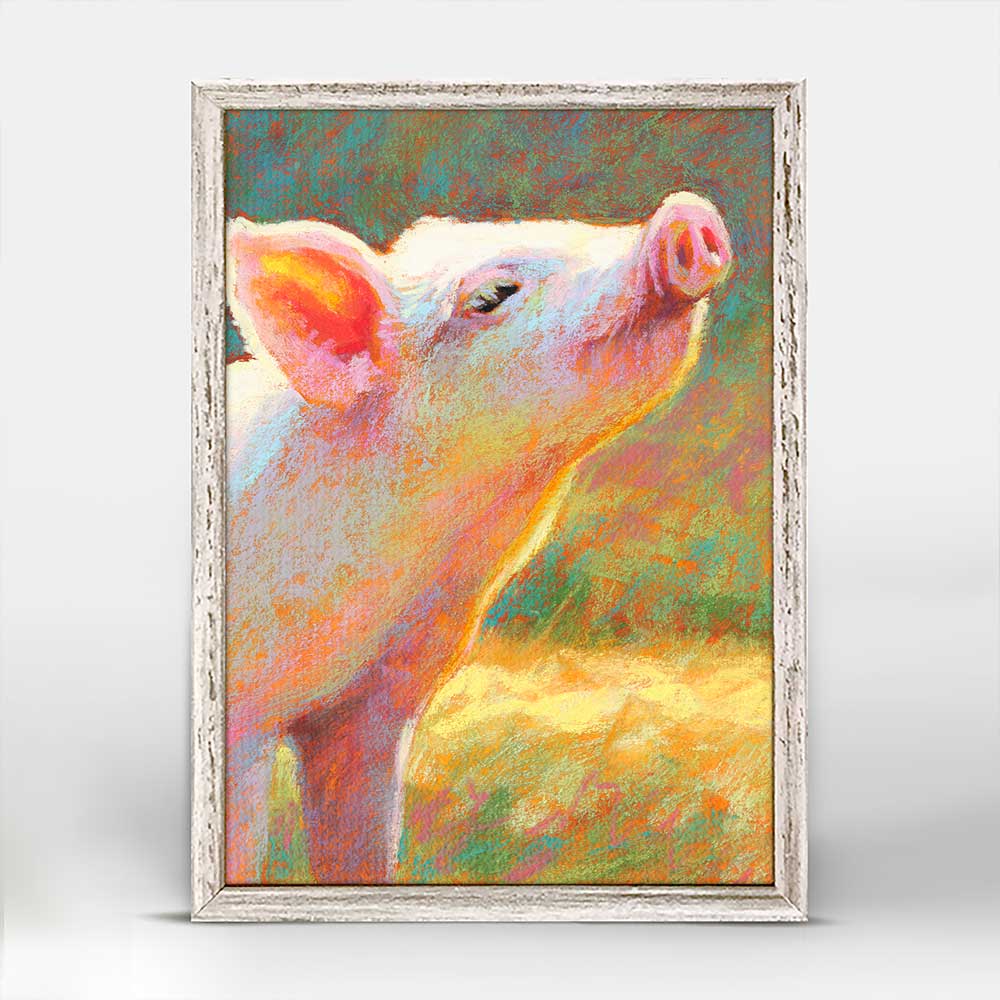 Pastoral Portraits - Pink Piglet Mini Framed Canvas - GreenBox Art