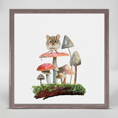 Forest Magic - Mouse Mushroom Garden Mini Framed Canvas