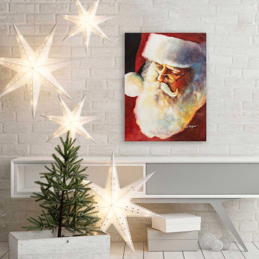 Holiday - Sleeping Santa Canvas Wall Art - GreenBox Art