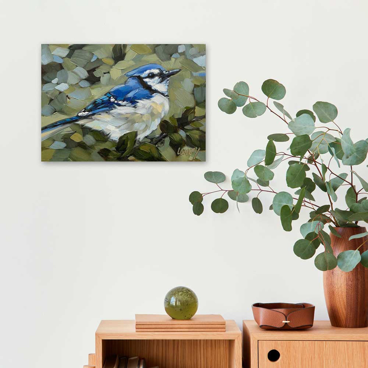 Bluejay Day Canvas Wall Art - GreenBox Art