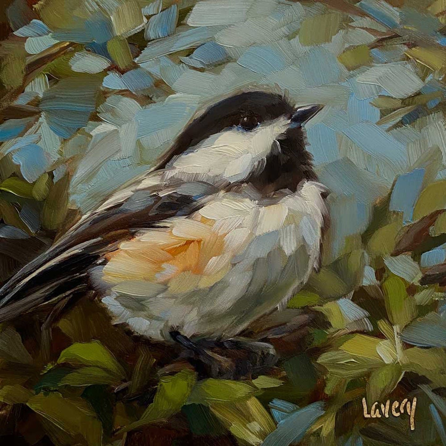 Chickadee In Bush Canvas Wall Art - GreenBox Art