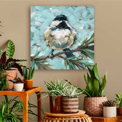 Chickadee In Pine Canvas Wall Art - GreenBox Art